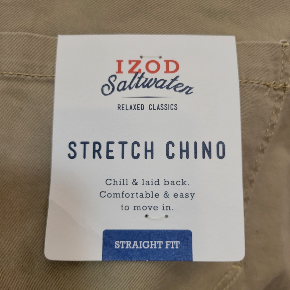 Izod Men's Saltwater Wash Straight Fit Stretch Chino - Picture 7 of 9
